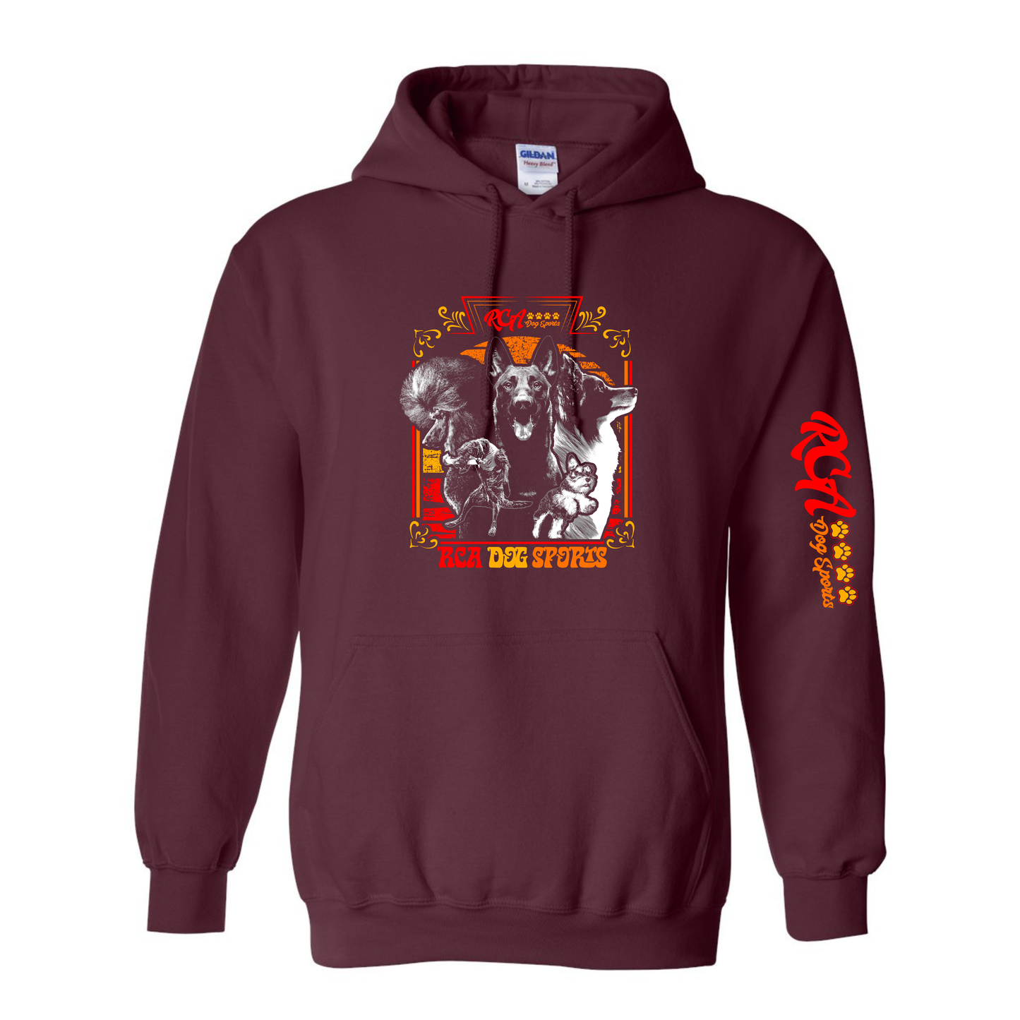 Gildan Hooded Sweatshirt - RCA Logo with Dogs