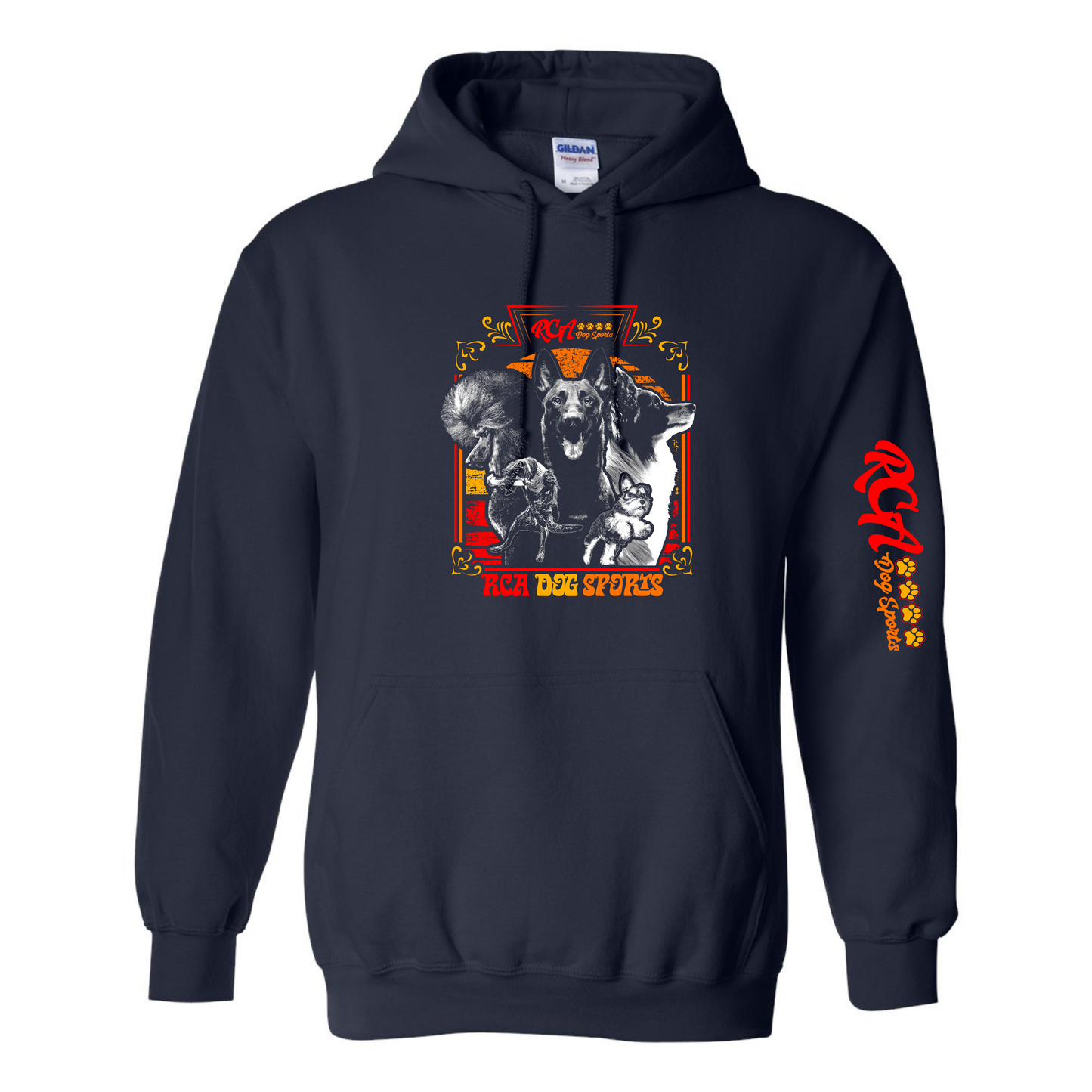 Gildan Hooded Sweatshirt - RCA Logo with Dogs