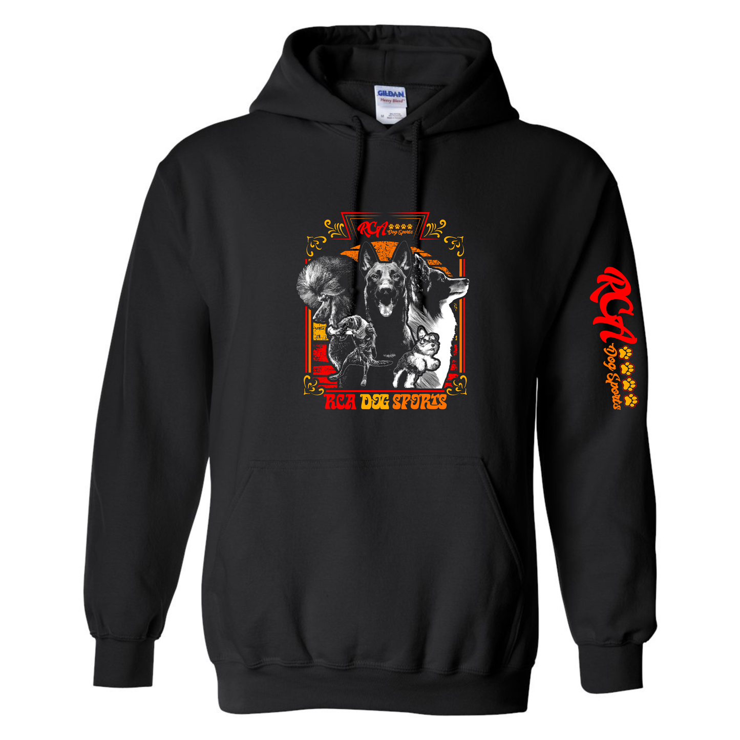 Gildan Hooded Sweatshirt - RCA Logo with Dogs