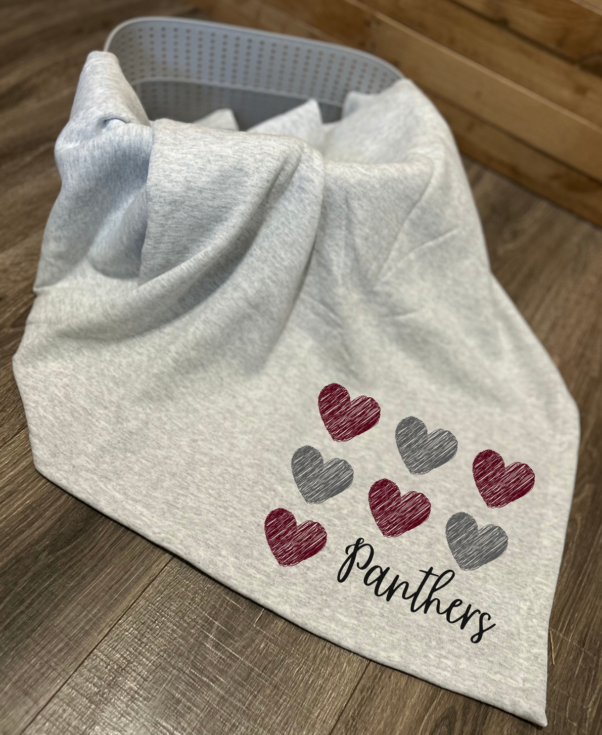 Hearts Custom Mascot Fleece Sweatshirt Blanket