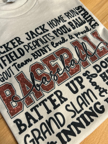 Baseball Typography - Glitter Font - Baseball T-Shirt