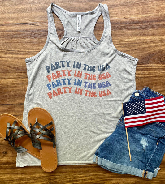 SALE - Party in the USA Vintage Flowy Racerback Tank Top